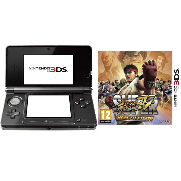 Nintendo 3DS Console (Cosmic Black) Bundle: Includes Super Street Fighter VI: 3D Edition Image 1