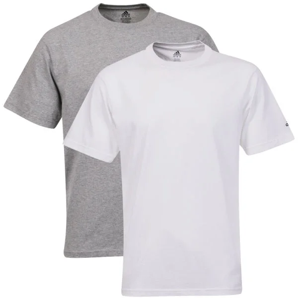 adidas Men's 2-Pack Plain T-Shirts - White/Grey - S - White/Grey Image 1