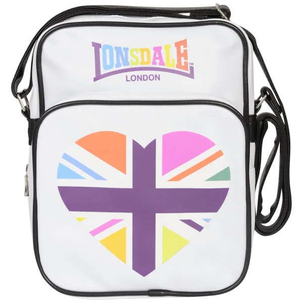 Lonsdale Zip Front Heart Messenger Bag - White Image 1