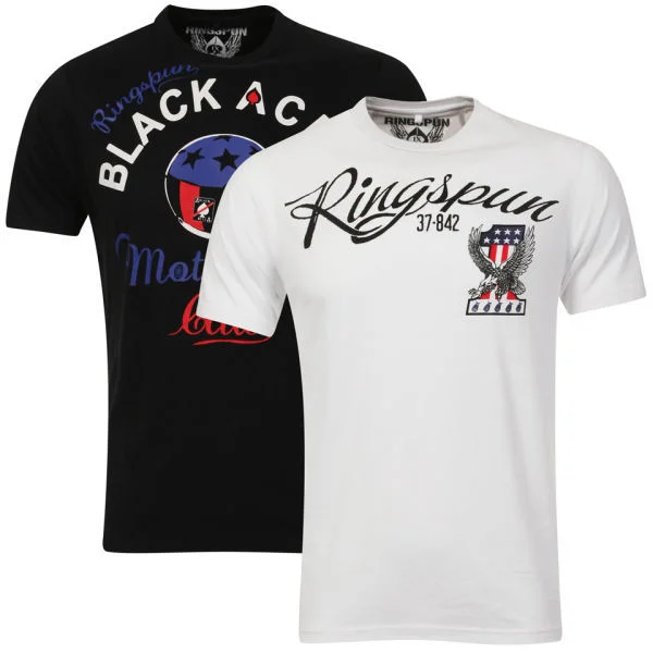 Ringspun Men's Biker 2-Pack Graphic T-Shirt - Black/White - S - Black/White Image 1