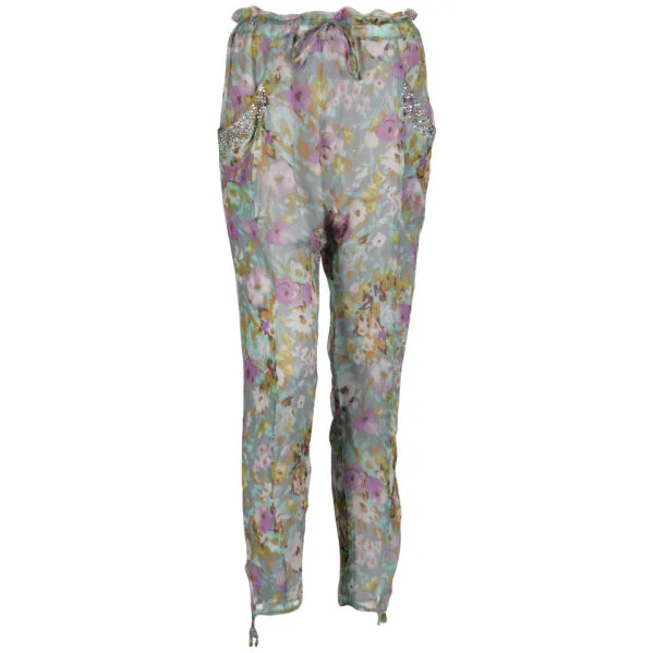 Aryn K Women's Floral Trousers - Mint Multi - S - Mint Image 1