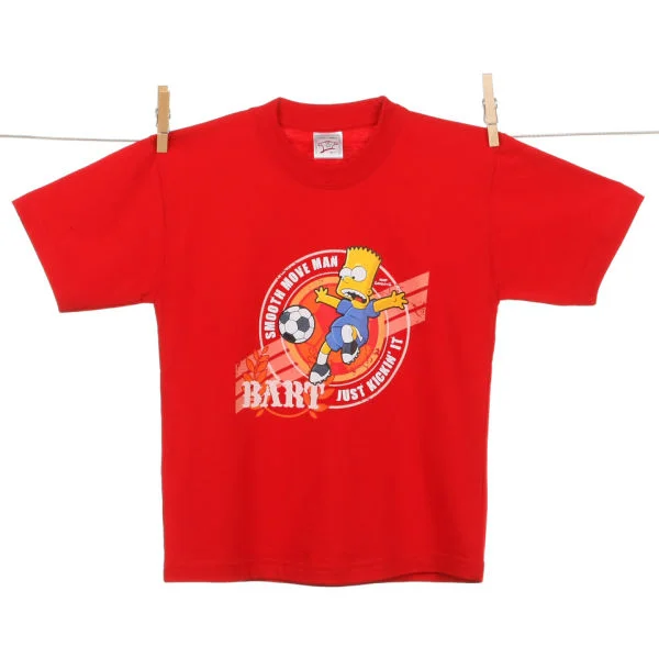Kid's Bart Simpson Football T - Shirt - Red - 3-4 Yrs - Red Image 1