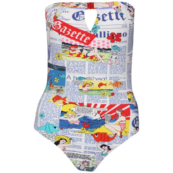 John Galliano Women's Strapless Newspaper Swimsuit - White - S - White Image 1