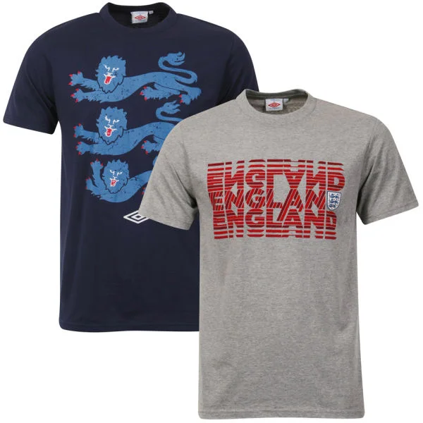 Umbro Men's England 2-Pack T-Shirts - Grey/Navy - S Image 1