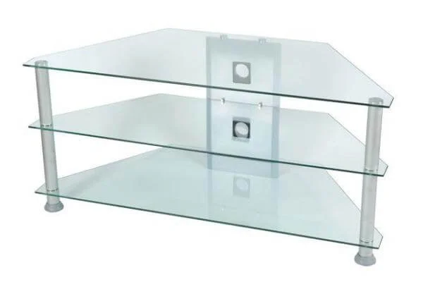 LEVV Clear and Chrome TV Stand for up to 42 Inch TVs Image 1