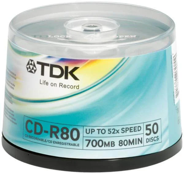TDK CD-R 52x Speed (50pk) 80CBA50 Image 1