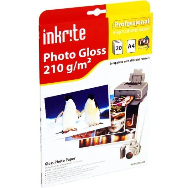 Inkrite PhotoPlus Professional Paper Photo Gloss 210gsm A4 (20 sheets) Image 1