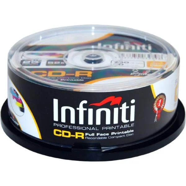 Infiniti CD-R 700MB/80 Min 52x Speed (25 Pack) Printable Full-Face - (RSCD80CB25P) Image 1