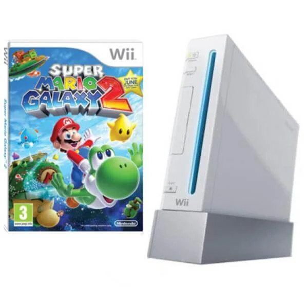 White Wii Console and Super Mario Galaxy 2 Bundle Image 1