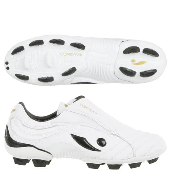 Concave Men's PT+ Classic Firm Ground Football Boots - White/Black - 6 - White/Black Image 1
