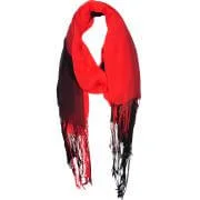DIESEL LOE LIGHTWEIGHT VISCOSE DIP DYE SCARF - One Size - Black/Red Image 1