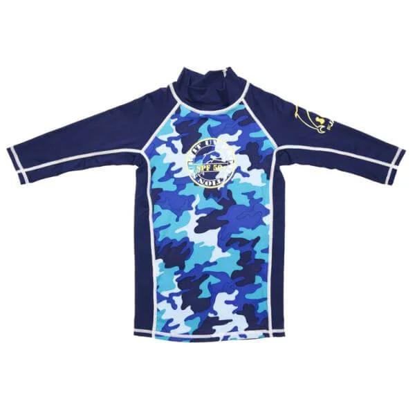 Jakabel Surfit UVP 3/4 Sleeve Top - Blue Camou - S (2-3 yrs) - Blue Image 1