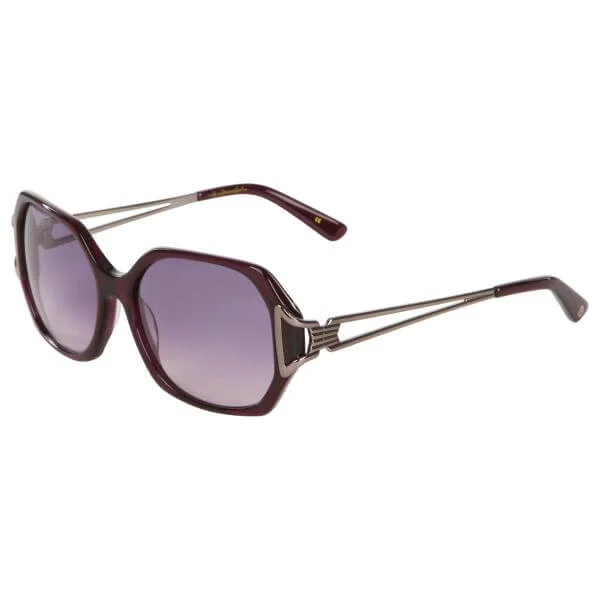 Lulu Guinness Gilda Retro Fashion Plastic Sunglasses - Purple Frame/ Grey Lens Image 1