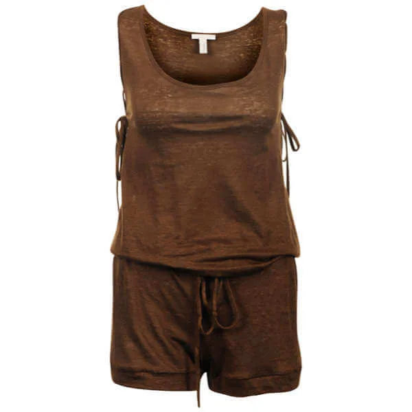 Chloe Women's Sleeveless Playsuit - Brown - 10 - White Image 1