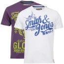 Smith & Jones Men's 2 Pack Lyndon and Mercer T-Shirts - White/Purple - S - White/Purple Image 1