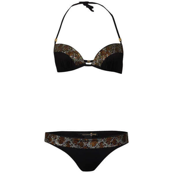 Just Cavalli Women's Leopard Diamante Bikini - Black - 10 - Black Image 1