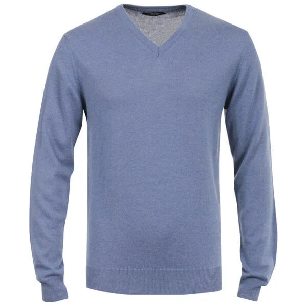 Romeo Gigli Men's Italian V-Neck Cashmere Jumper - Navy - M - Navy Image 1