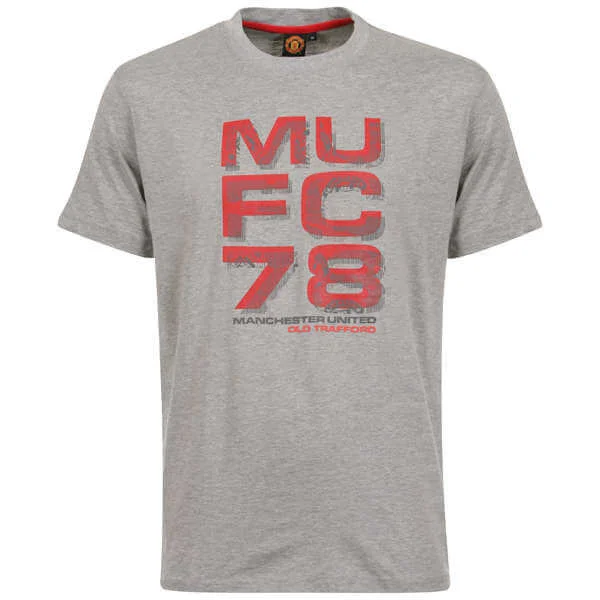 Boys' Manchester United Rubberised Print T-Shirt - Grey - 7 - Grey Image 1