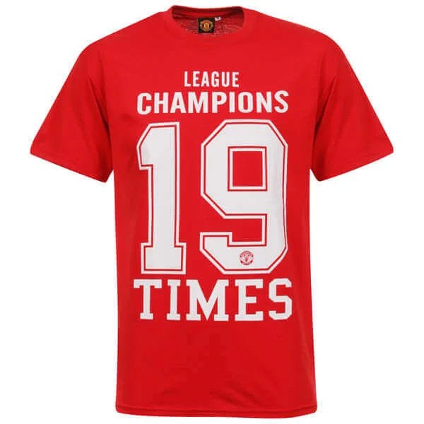 Men's Manchester United 19 Times T-Shirt - Red - S - Red Image 1