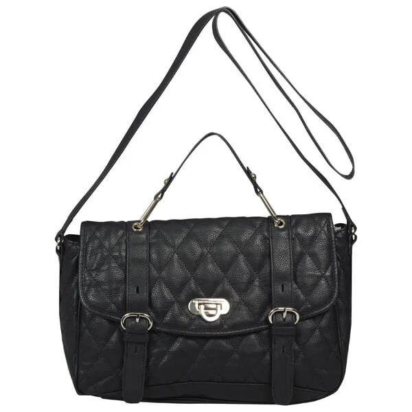 French Connection Women's Winter Quilt Large Leather Shoulder Bag - Black Image 1