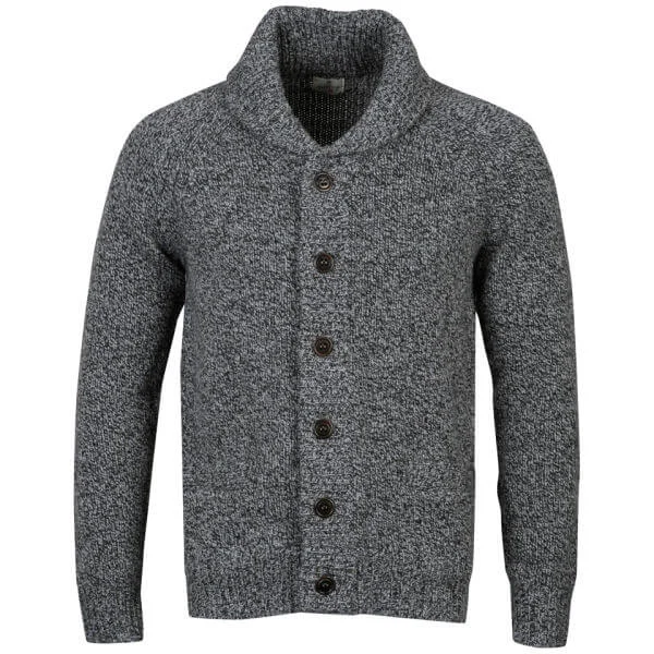 Hartford Men's Shawl Salt and Pepper Knit Cardigan - Grey Multi - S - Grey Image 1