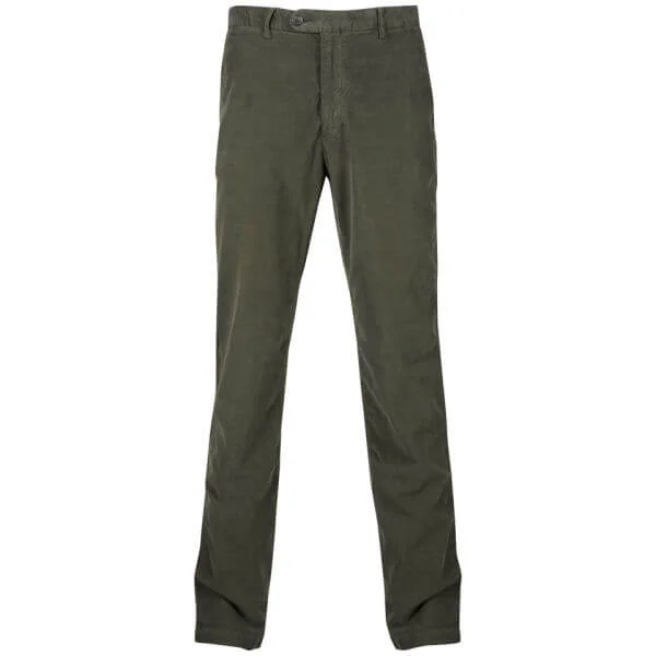 Hartford Men's Toby Slim Fit Cord Trousers - Olive - 30R - Green Image 1