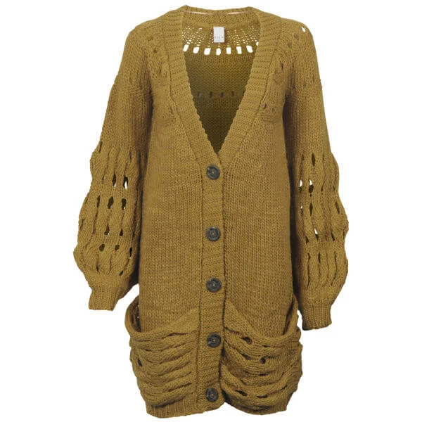 VILA Women's Fonerina Boyfriend Cardigan - Mustard - L - Mustard Image 1