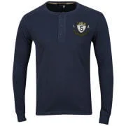 Jack & Jones Men's Vintage Applique Henley Top - Navy - S - Navy Image 1