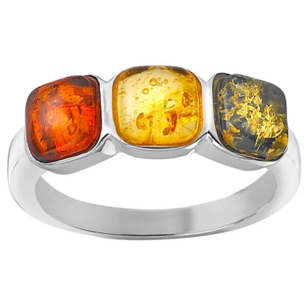 Amber Triple Coloured Jewel Ring - J Image 1