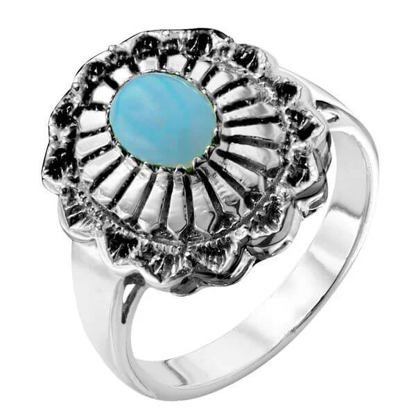 Silver Plated Women's Turquoise Native American Style Ring - J Image 1