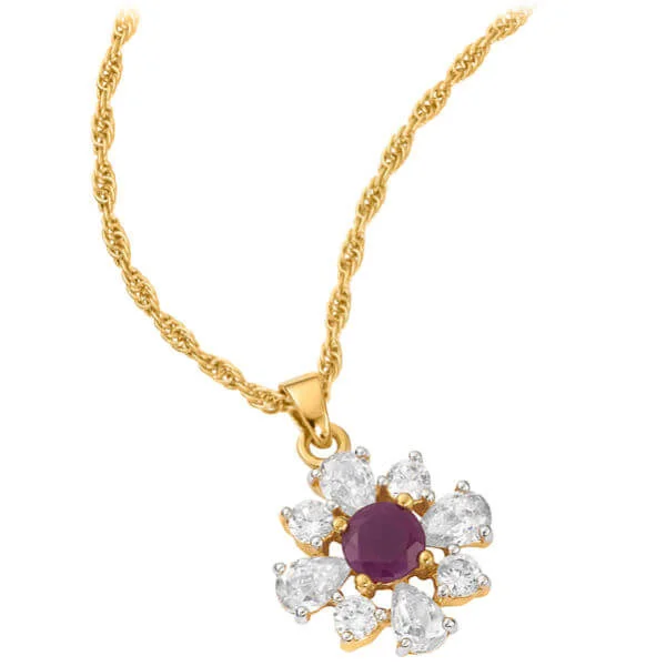 Two Toned Gold Plated Flower Shaped Pendant - One Size Image 1