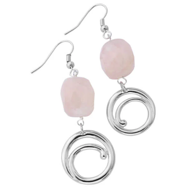 Rose Quartz Drop Earrings - One Size Image 1