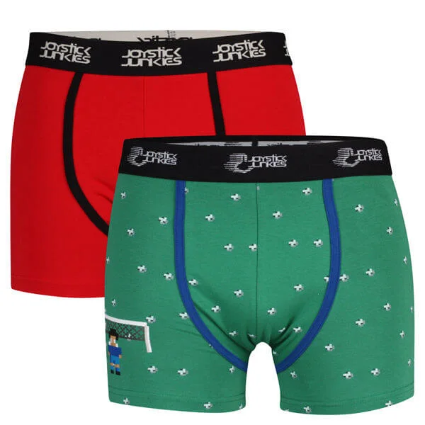 Joystick Junkies Men's 2-Pack Trunks - Green/Red - S - Green/Red Image 1