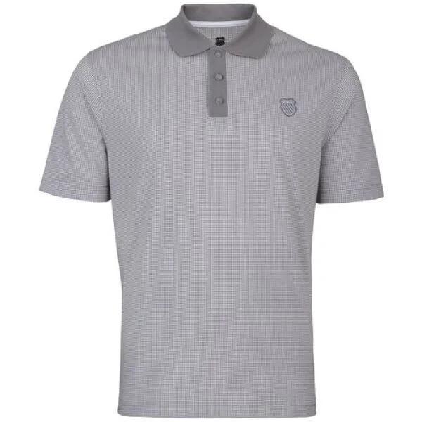 K-Swiss Men's Check Jacquard Polo Shirt - White/Stingray - S - White/Stingray Image 1