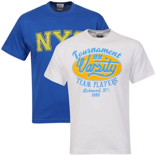 Varsity Team Players Men's 2-Pack T-Shirt - White Richmond/Bright Blue NYC - S - White/Blue Image 1