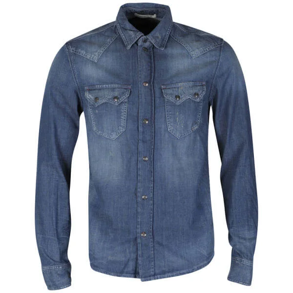 Pepe Men's Newton Western Denim Shirt - Blue Denim - M - Blue Denim Image 1