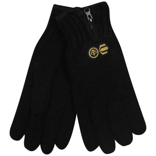 Crosshatch Men's Zipline Knitted Gloves - Black - One Size - Black Image 1