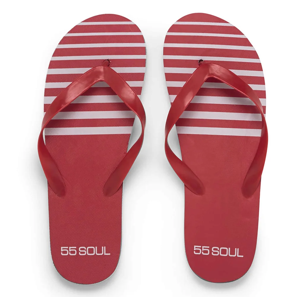 55 Soul Men's Flip Flops - Red - 6/7 - Red Image 1