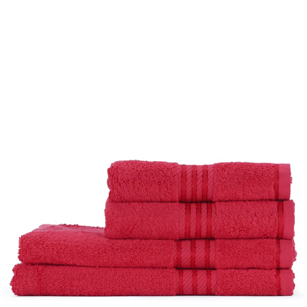 Restmor 100% Egyptian Cotton 4 Piece Supreme Towel Bale Set (500gsm) - Red Image 1