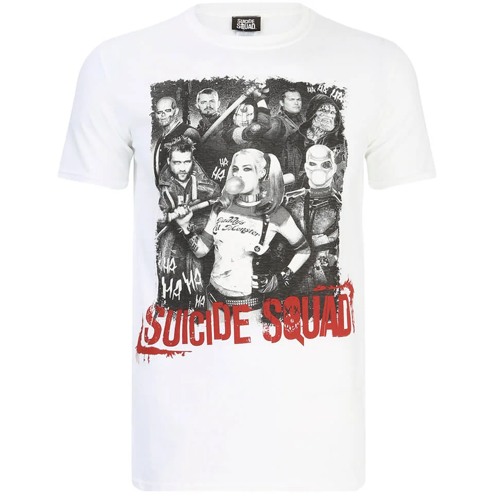 DC Comics Men's Suicide Squad Harley Quinn and Squad T-Shirt - White - M Image 1