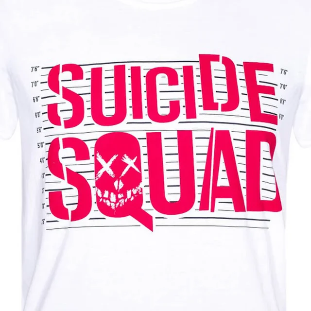 DC Comics Men's Suicide Squad Line Up Logo T-Shirt - White