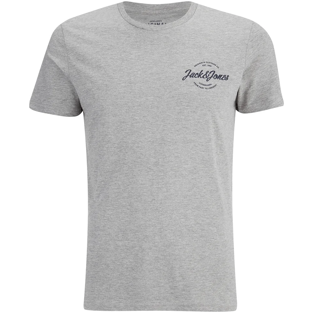 Jack & Jones Men's Originals Small Logo Bones T-Shirt - Light Grey Melange - S - Grey Image 1
