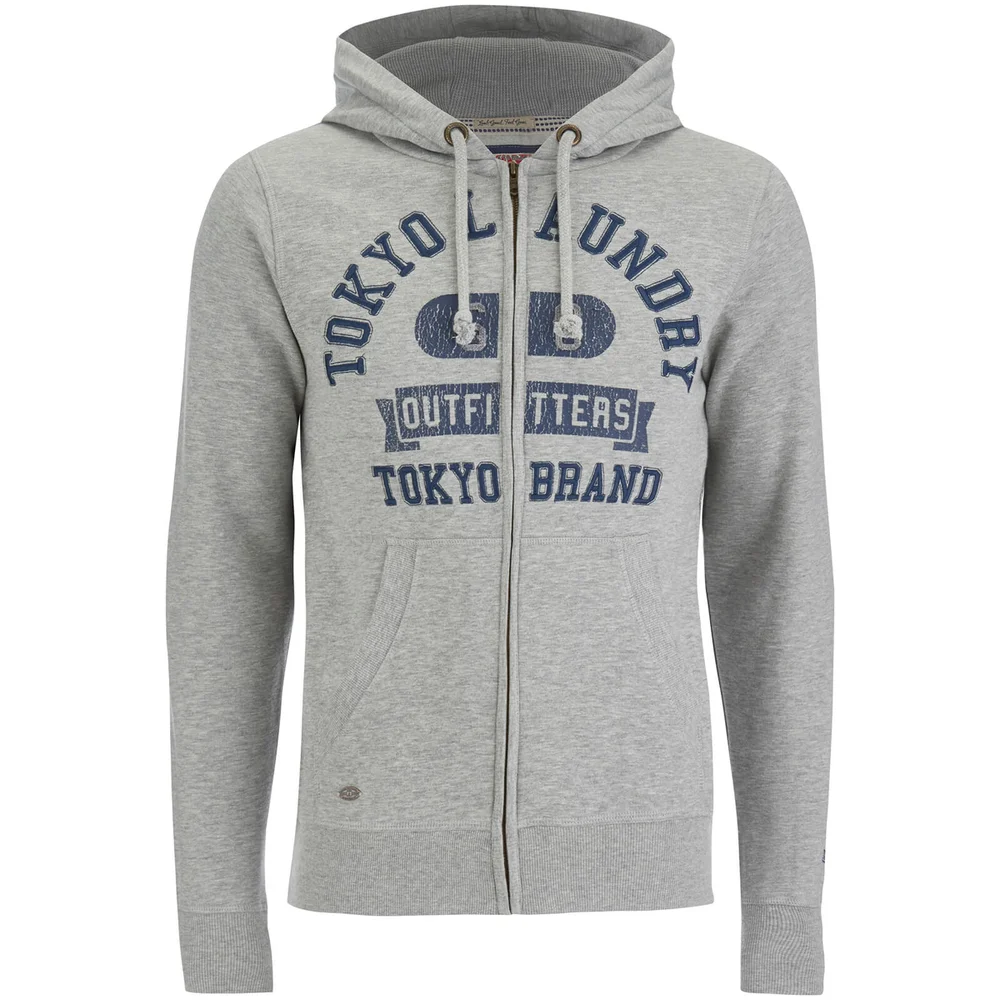 Tokyo Laundry Men's Hotchkiss Zip Through Hoody - Light Grey Marl - S - Grey Image 1