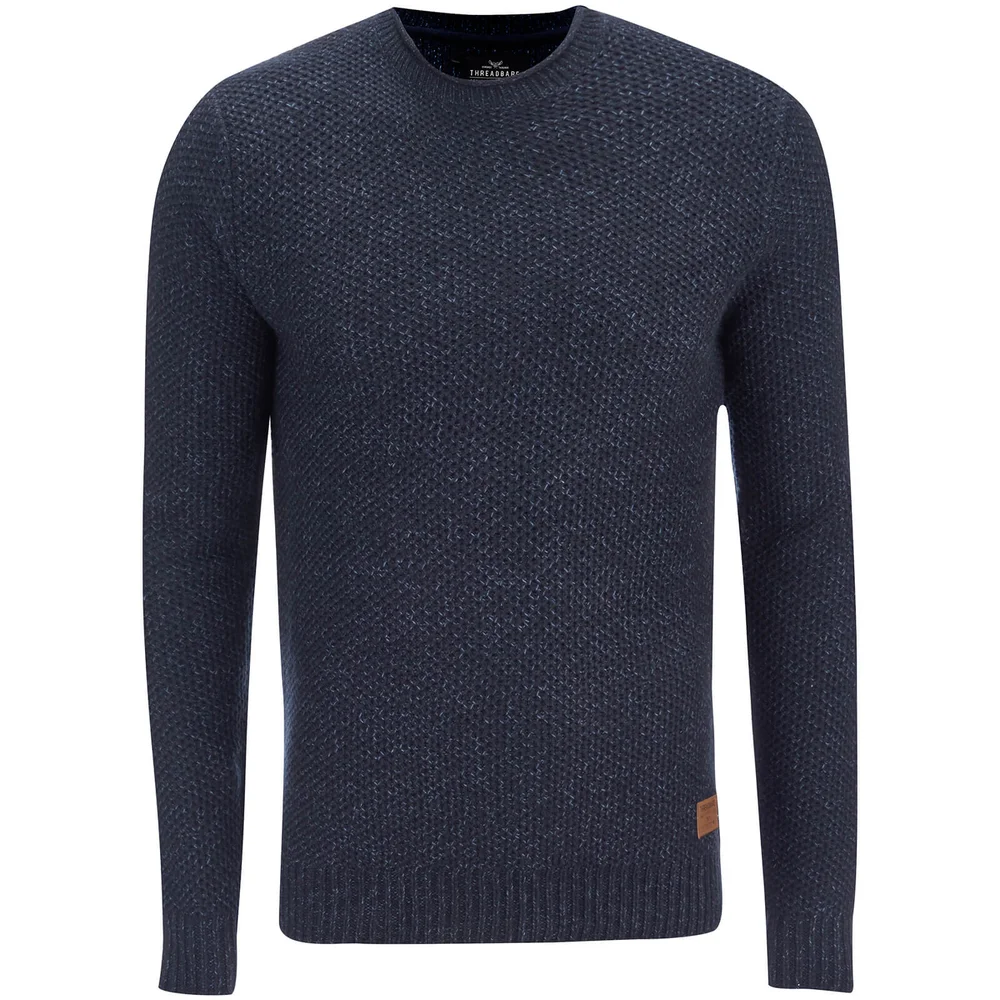 Threadbare Men's Potter Twist Yarn Fisherman Jumper - Rich Navy/Denim - S - Navy Image 1