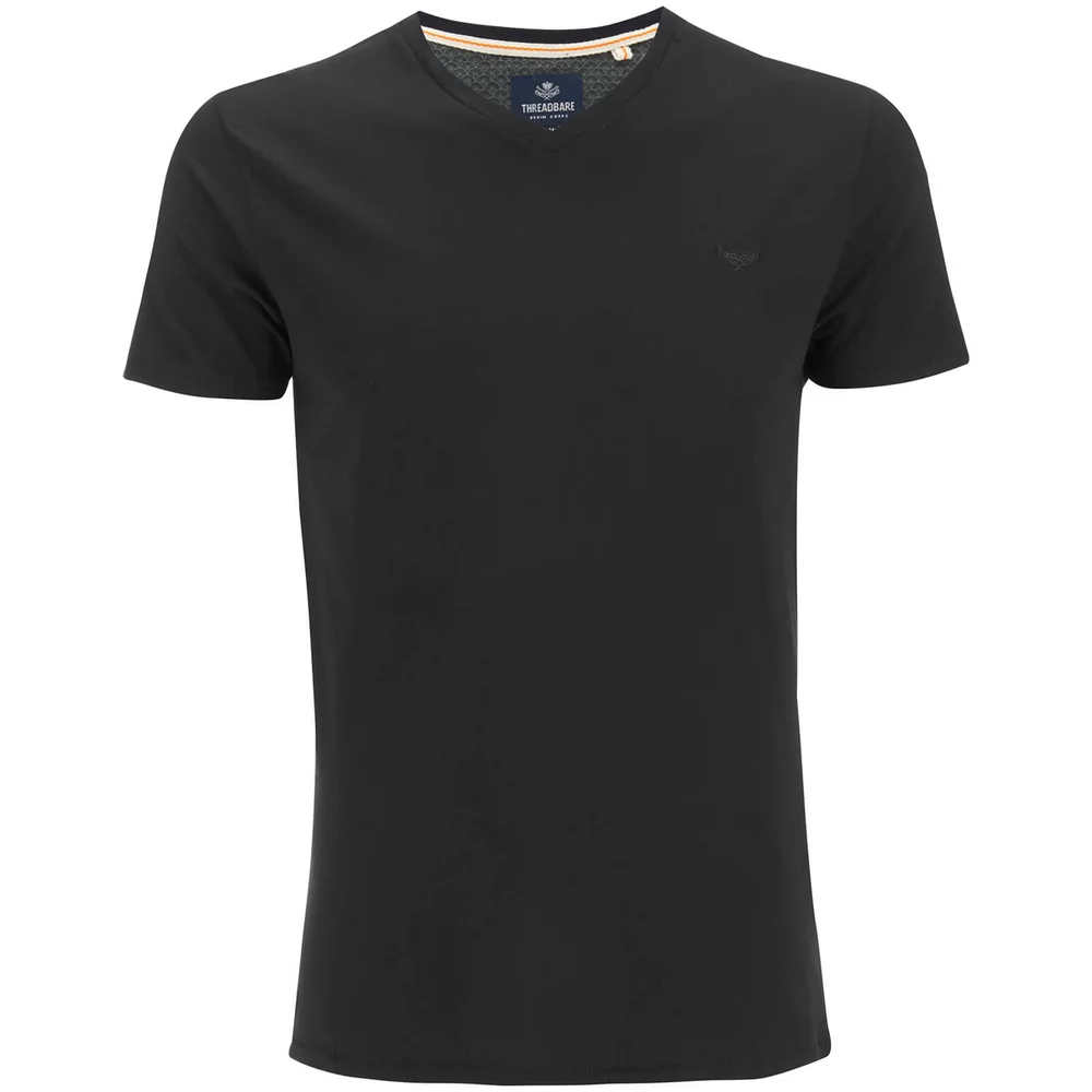 Threadbare Men's Charlie Plain V-Neck T-Shirt - Black - S - Black Image 1
