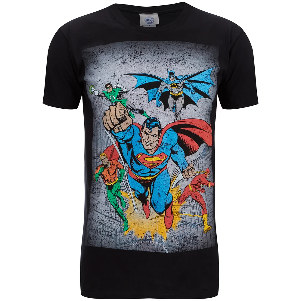 DC Comics Men's Superhero Flying T-Shirt - Black - S Image 1