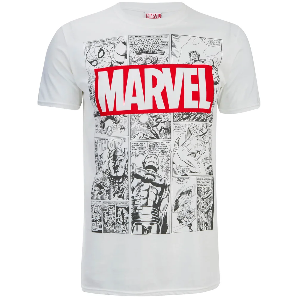 Marvel Men's Mono Comic T-Shirt - White - S - White Image 1