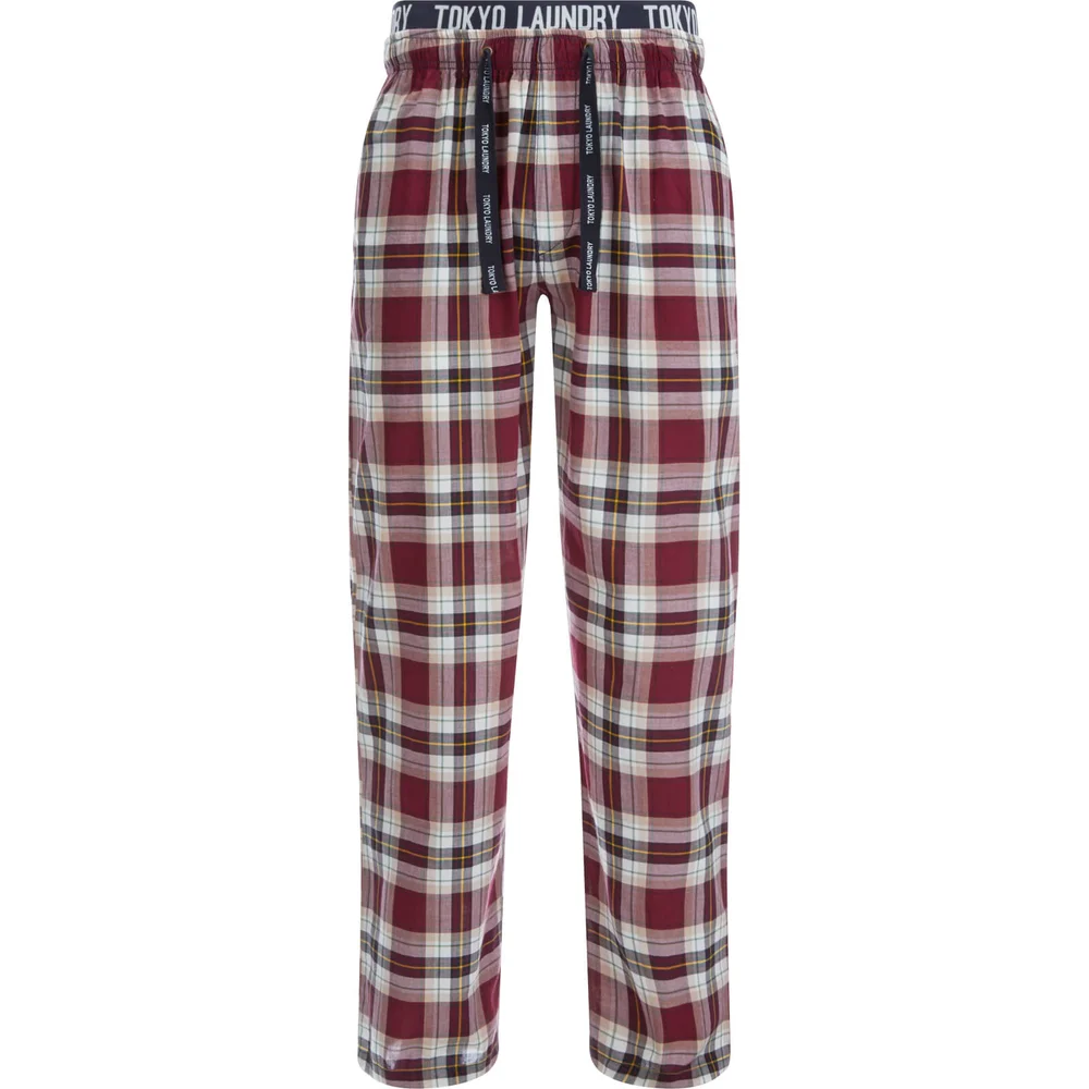Tokyo Laundry Men's Clissold Poplin Check Lounge Pants - Oxblood - S - Red Image 1