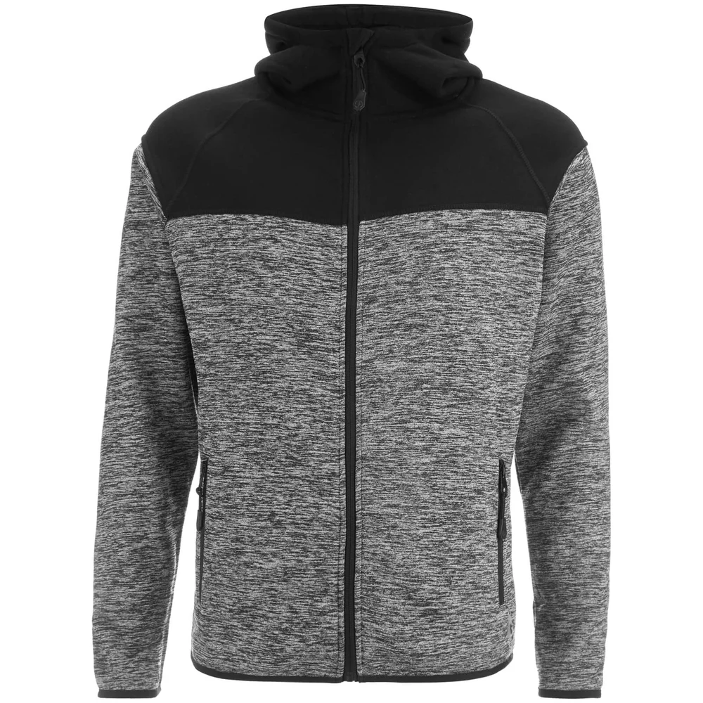 Dissident Men's Crestfield Zip Through Bonded Fleece Hoody - Black/Grey - S - Black/Grey Image 1