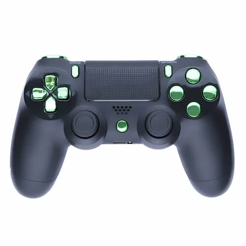 Playstation 4 Custom Controller - Matte Black & Chrome Green Image 1